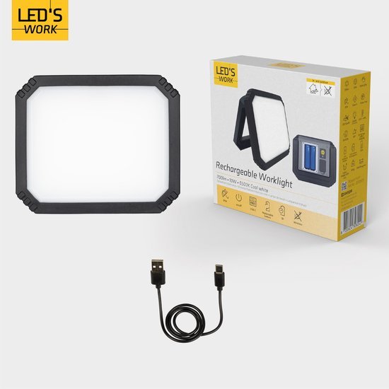 LED's Work Oplaadbare LED werklamp met accu 700 - Draadloos en draagbaar - 10W Bouwlampen LED.nl