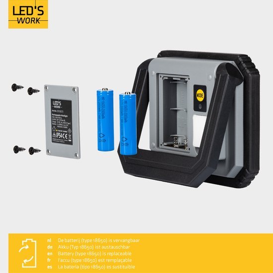 LED's Work Oplaadbare LED werklamp met accu 700 - Draadloos en draagbaar - 10W Bouwlampen LED.nl