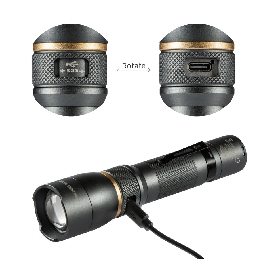 LED's Work Wiederaufladbare LED-Taschenlampe – 1200 Lumen – IPX7 wasserdicht – mit 3 Leuchtmodi - lidstore.shop