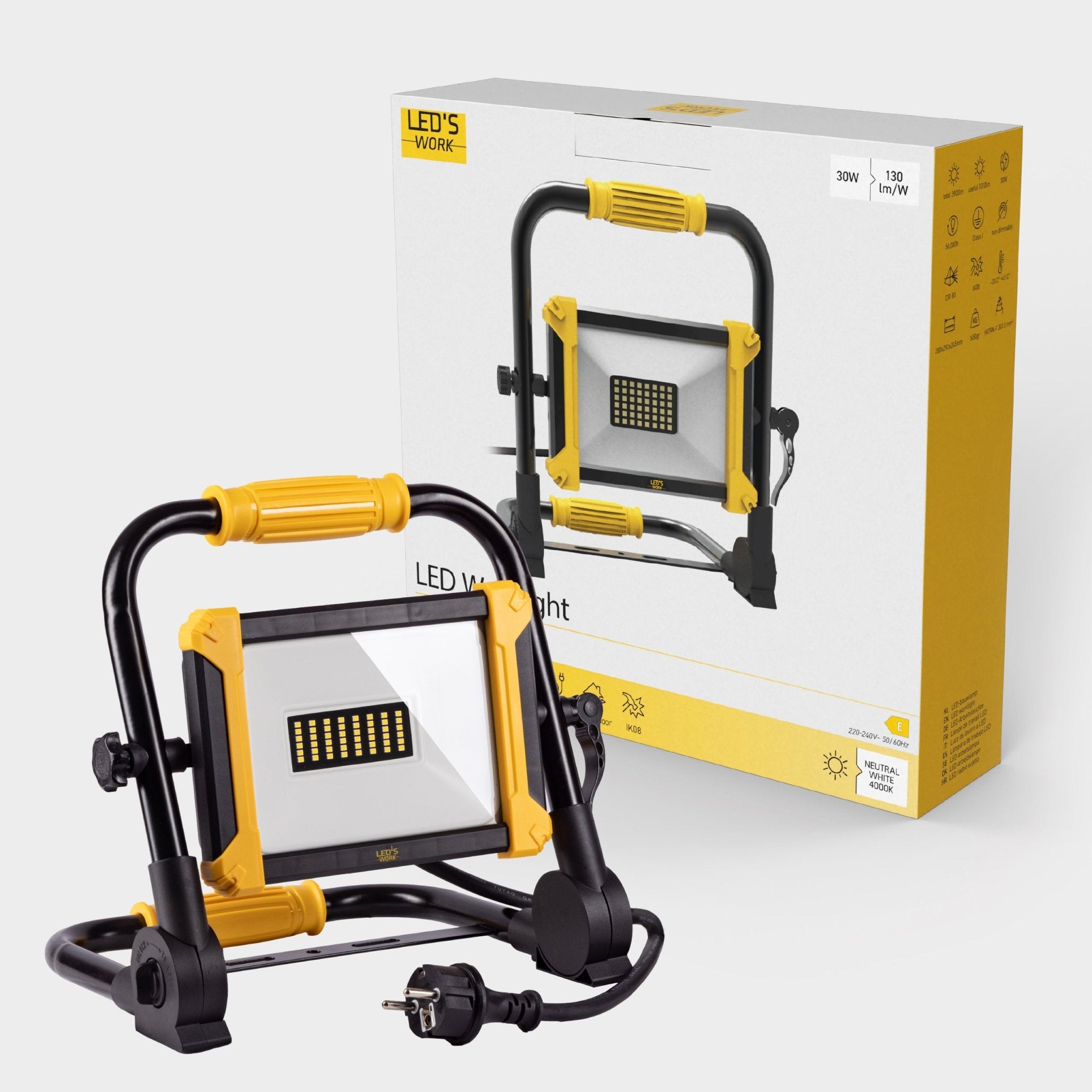 LED's Work Opvouwbare Bouwlamp 3900 - 30W LED - 3 meter kabel Bouwlampen LED.nl