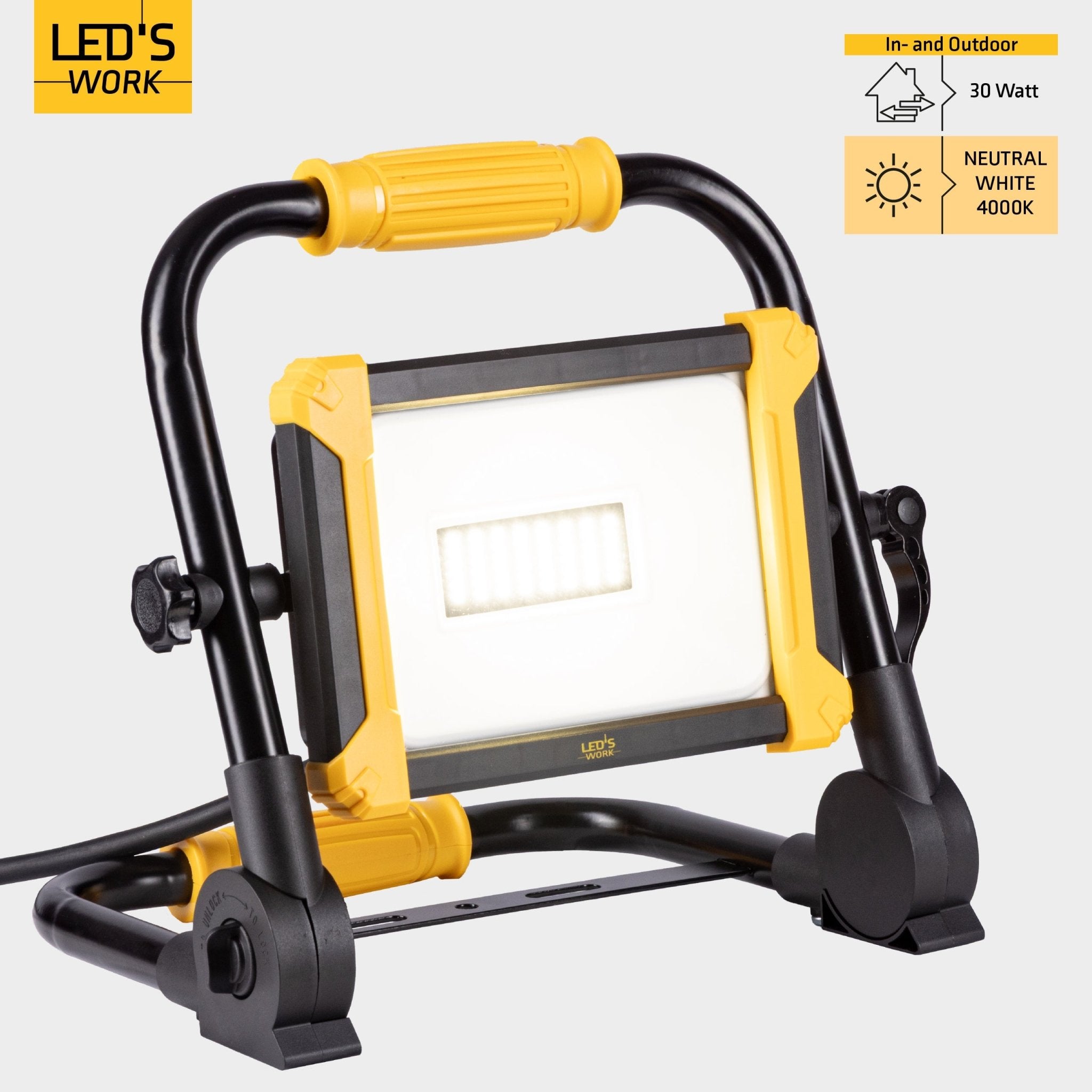 LED's Work Opvouwbare Bouwlamp 3900 - 30W LED - 3 meter kabel Bouwlampen LED.nl