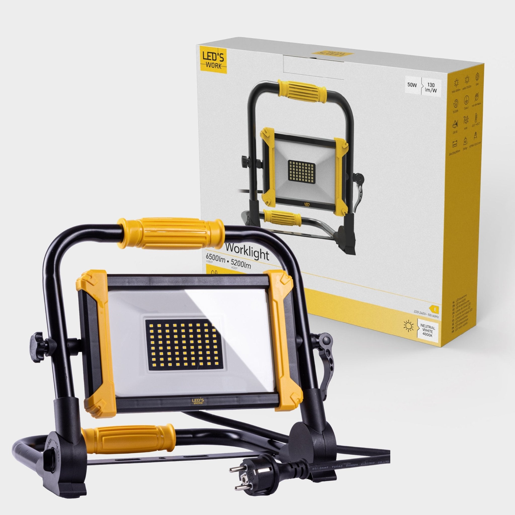 LED's Work Opvouwbare Bouwlamp 6400 - 50W - 5 meter kabel Bouwlampen LED.nl