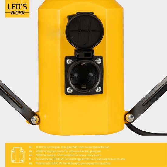 LED's Work Toren bouwlamp met extra stopcontact - Staaf werklamp - 100W - 12000 lm Bouwlampen LED.nl