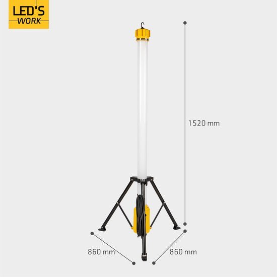 LED's Work Toren bouwlamp met extra stopcontact - Staaf werklamp - 100W - 12000 lm Bouwlampen LED.nl