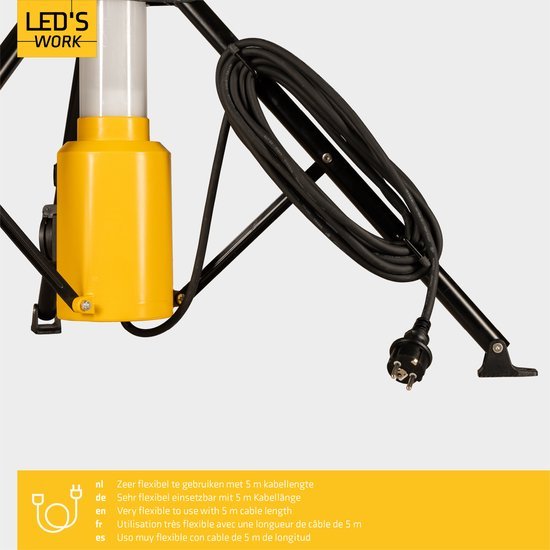 LED's Work Toren bouwlamp met extra stopcontact - Staaf werklamp - 100W - 12000 lm Bouwlampen LED.nl