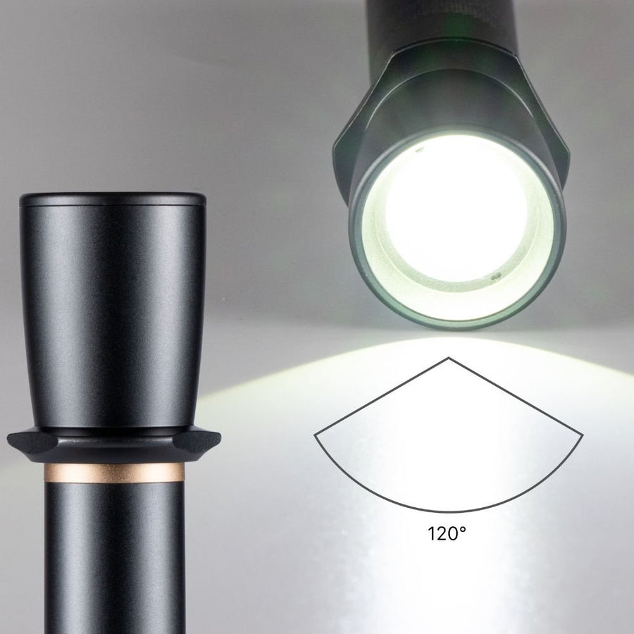 LED's Work Flashlight on Batteries (6x AAA) - 900 lumens - IPX4 Splashproof - Dimmable in 3 settings - LED.nl