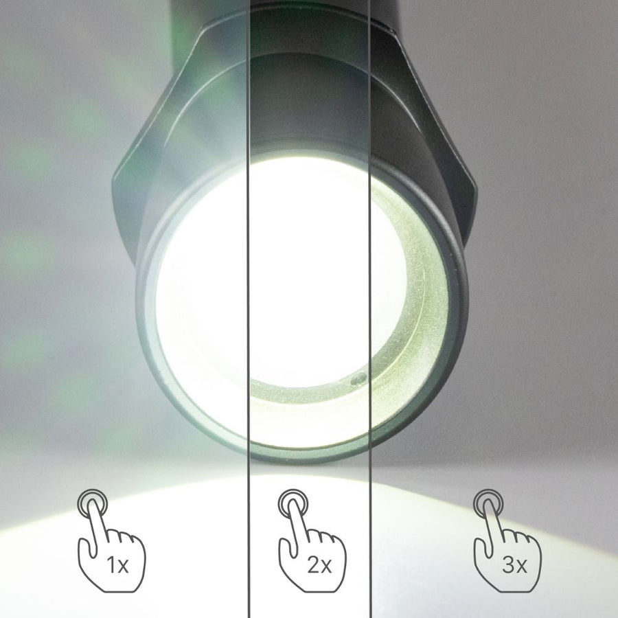 LED's Work Flashlight on Batteries (6x AAA) - 900 lumens - IPX4 Splashproof - Dimmable in 3 settings - LED.nl