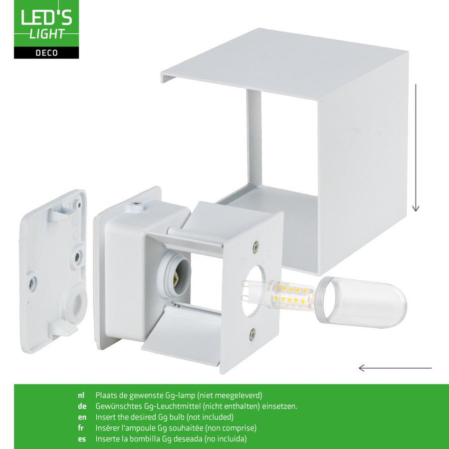 Lumo Cube Weiß – Wandleuchte ohne Leuchtmittel – ohne 1xG9 – IP65 - lidstore.shop
