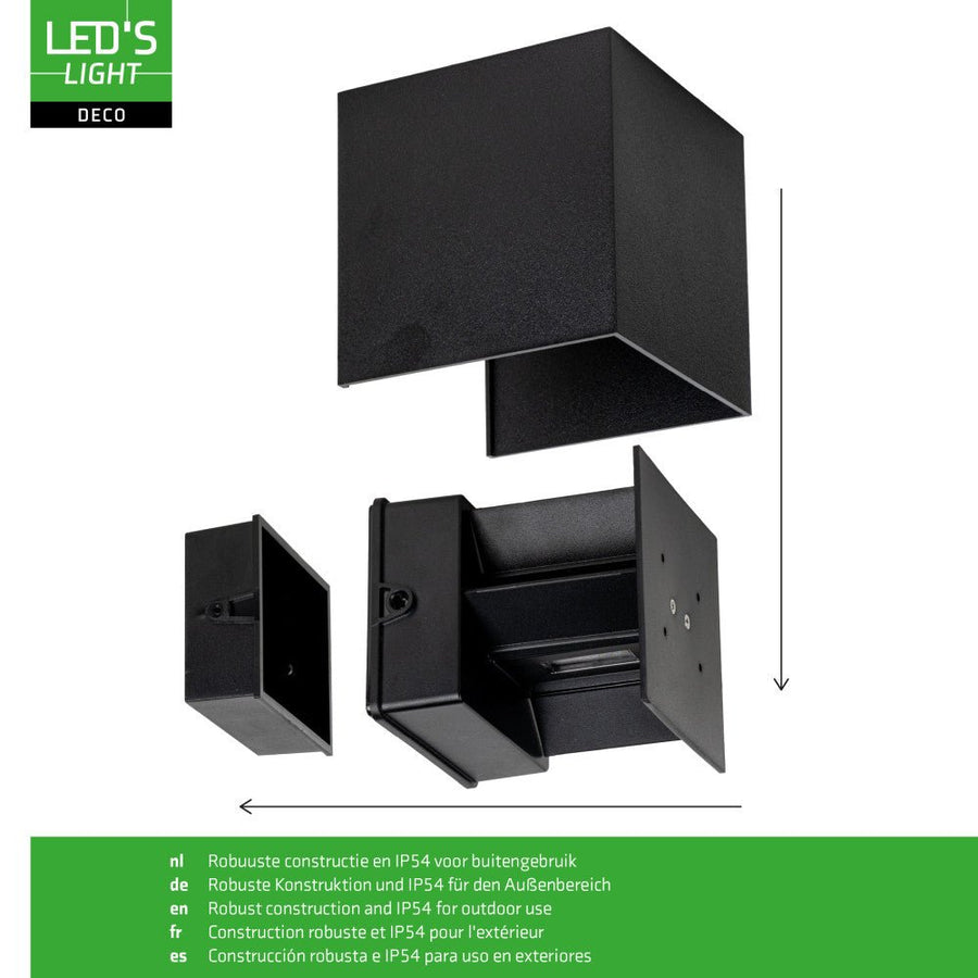 Lumo Qube Wandleuchte für den Außenbereich mit Lichtquelle – Wandleuchte – 380 lm, 1800 K – Schwarz – IP54 - lidstore.shop