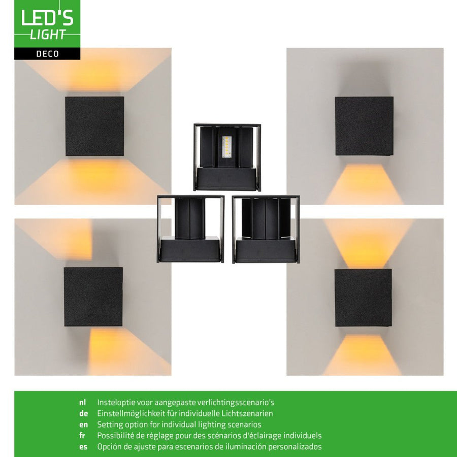 Lumo Qube Wandleuchte für den Außenbereich mit Lichtquelle – Wandleuchte – 380 lm, 1800 K – Schwarz – IP54 - lidstore.shop