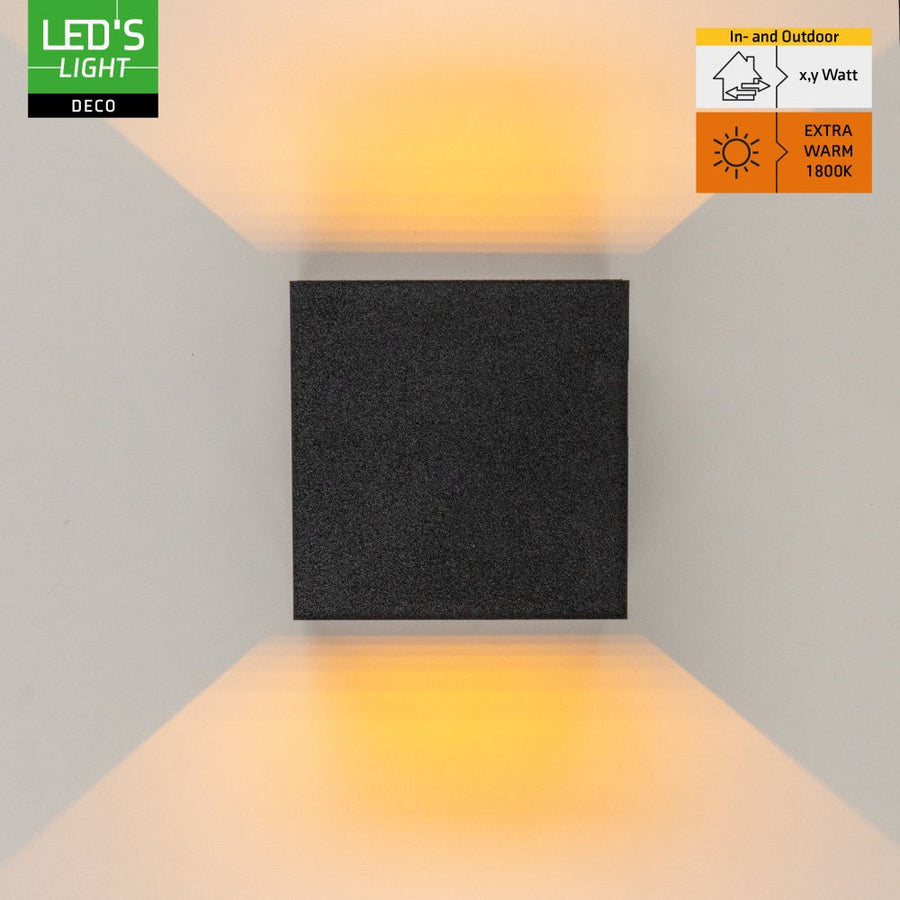Lumo Qube Wandleuchte für den Außenbereich mit Lichtquelle – Wandleuchte – 380 lm, 1800 K – Schwarz – IP54 - lidstore.shop