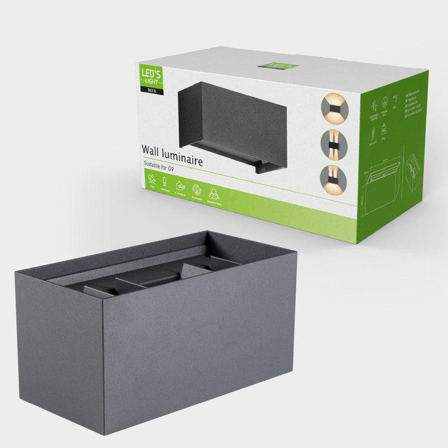 Lumo Recta Anthrazit – Wandleuchte ohne Leuchtmittel – ohne 2xG9 – IP65 - lidstore.shop