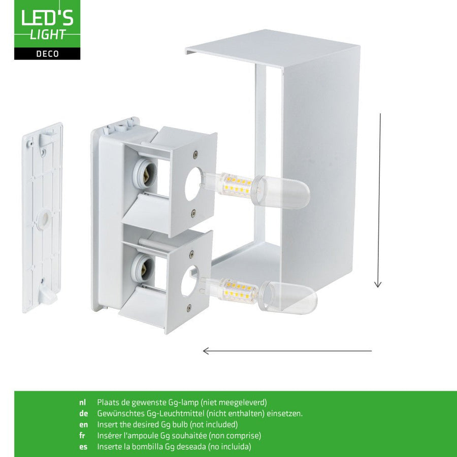 Lumo Recta Weiß – Wandleuchte ohne Leuchtmittel – ohne 2xG9 – IP65 - lidstore.shop