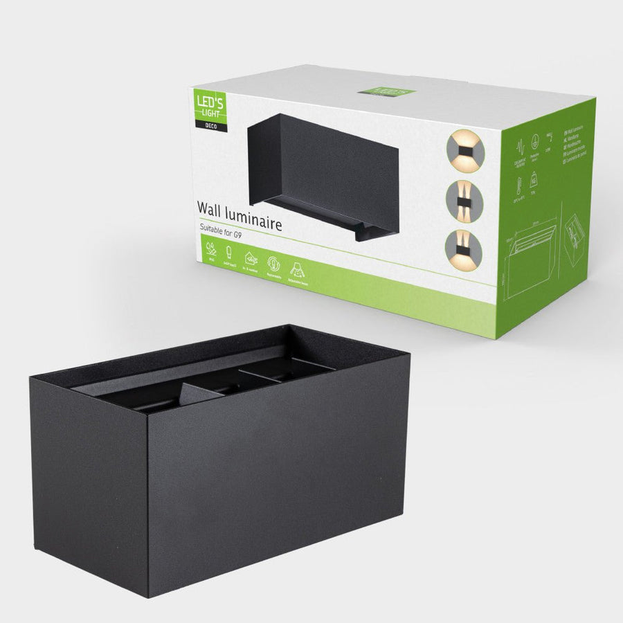 Lumo Recta Black – Wandleuchte ohne Leuchtmittel – ohne 2xG9 – IP65 - lidstore.shop