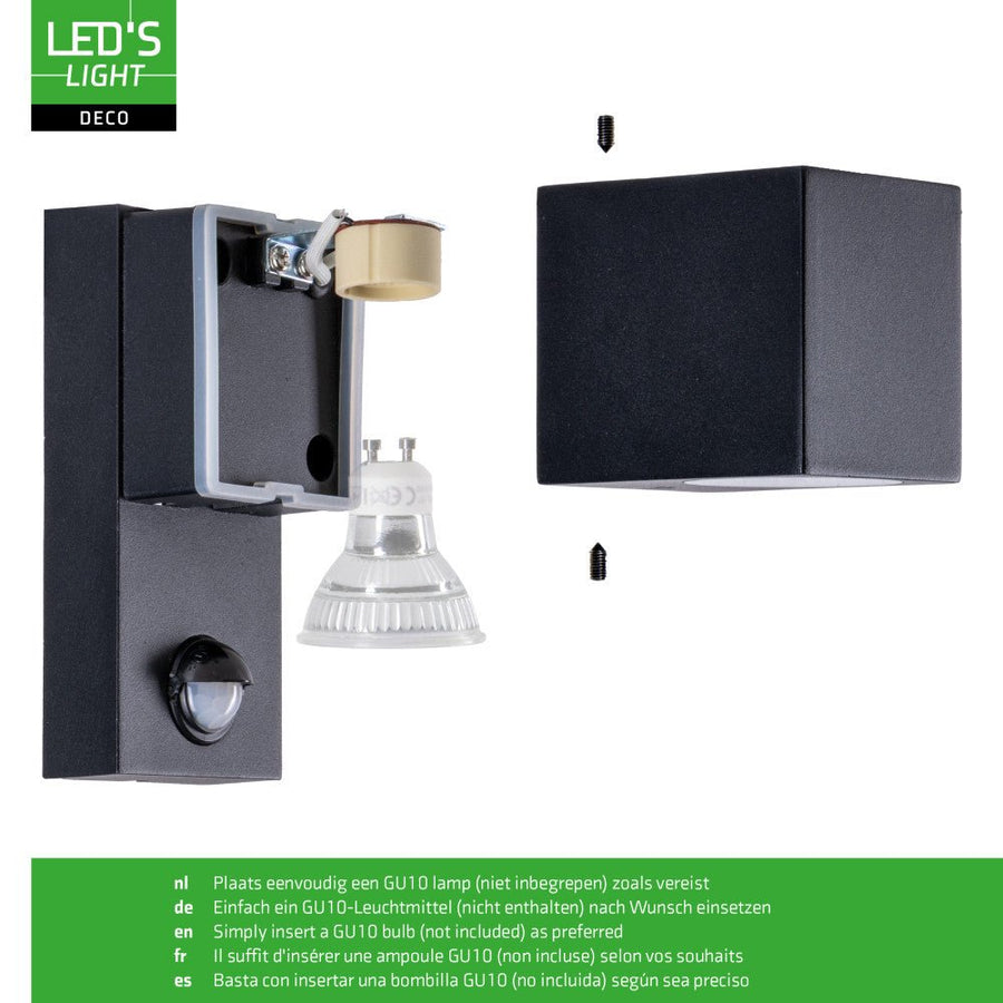 NØRD Abwärtssensor – Aluminium – 1xGU10 – Schwarz – IP44 - lidstore.shop