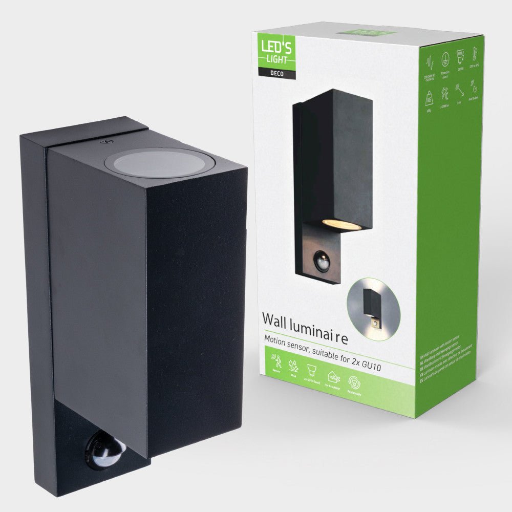 NØRD Up&Down Sensor - Aluminum - Wandarmatuur - 2xGU10 - Zwart Wandlampen LED.nl