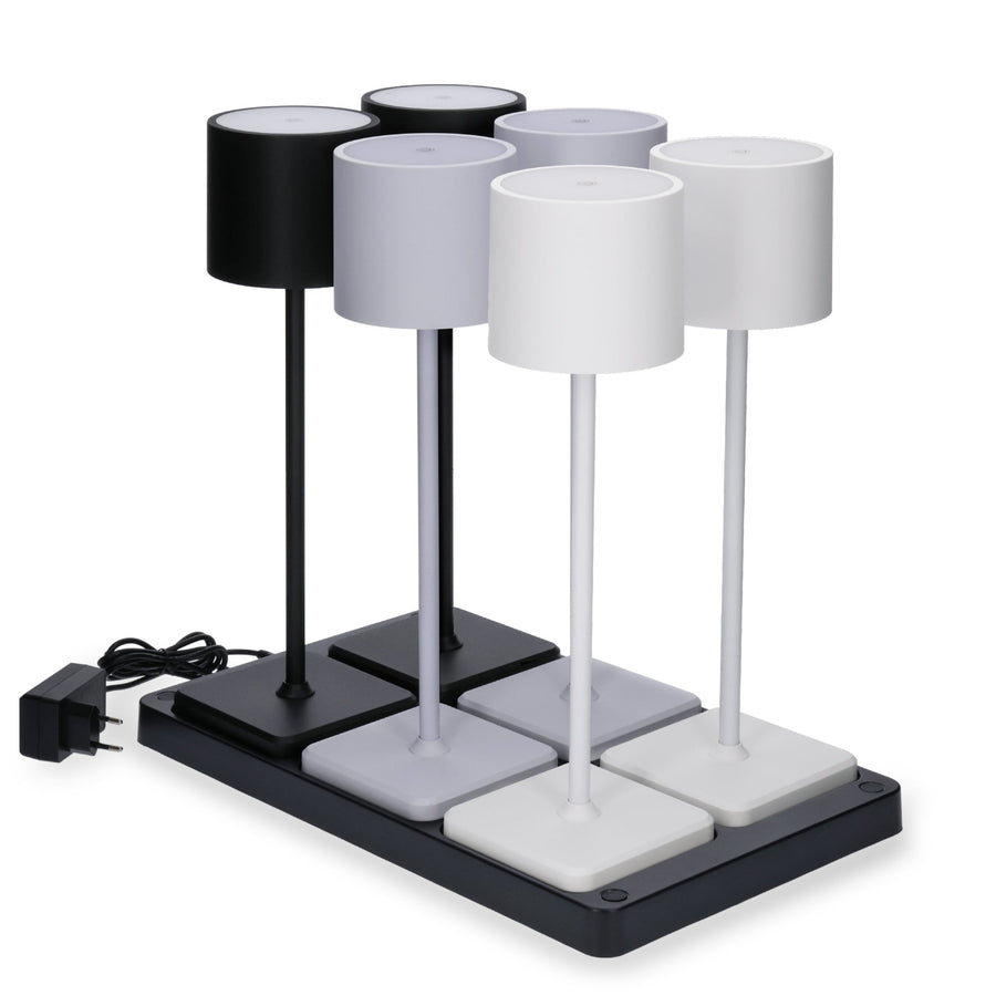 Ladestation für 6 wiederaufladbare LED-Tischlampen - Docking mit Netzteil - Schwarz - lidstore.shop