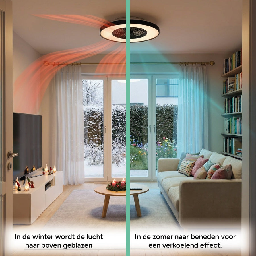 Proventa 3D-Luftdeckenleuchte mit Ventilator, 60 cm – Umfassende Raumluftzirkulation – Sommer- und Wintermodus – Licht- und Farbtemperatur einstellbar  - lidstore.shop