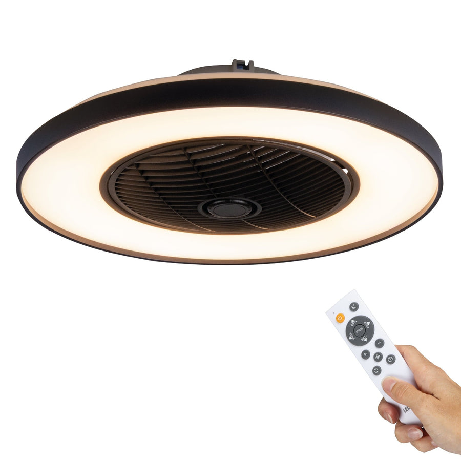 Proventa 3D-Luftdeckenleuchte mit Ventilator, 60 cm – Umfassende Raumluftzirkulation – Sommer- und Wintermodus – Licht- und Farbtemperatur einstellbar  - lidstore.shop
