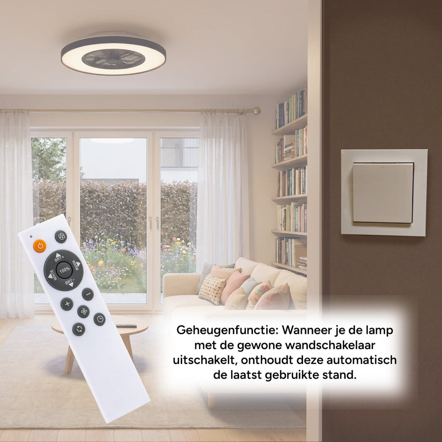 Proventa 3D-Luftdeckenleuchte mit Ventilator, 60 cm – Umfassende Raumluftzirkulation – Sommer- und Wintermodus – Licht- und Farbtemperatur einstellbar  - lidstore.shop