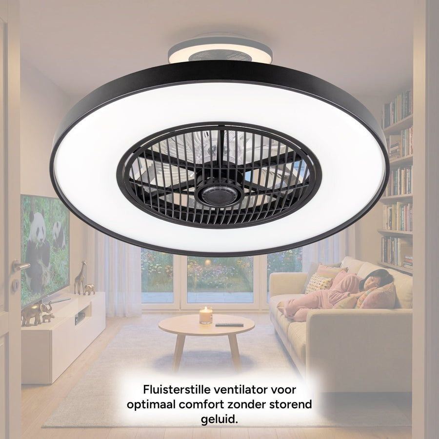 Proventa 3D-Luftdeckenleuchte mit Ventilator, 60 cm – Umfassende Raumluftzirkulation – Sommer- und Wintermodus – Licht- und Farbtemperatur einstellbar  - lidstore.shop