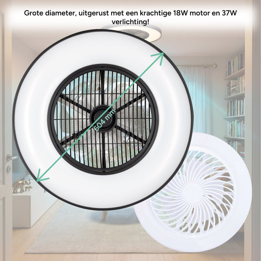 Proventa 3D-Luftdeckenleuchte mit Ventilator, 60 cm – Umfassende Raumluftzirkulation – Sommer- und Wintermodus – Licht- und Farbtemperatur einstellbar  - lidstore.shop