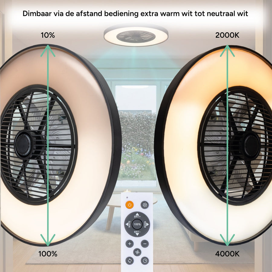 Proventa 3D-Luftdeckenleuchte mit Ventilator, 60 cm – Umfassende Raumluftzirkulation – Sommer- und Wintermodus – Licht- und Farbtemperatur einstellbar  - lidstore.shop