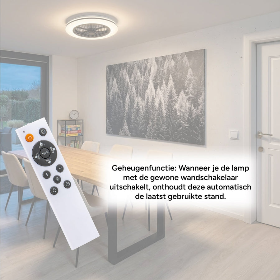 Proventa 3D Air Deckenventilator mit Beleuchtung 50 cm – Verteilt die Luft im Raum – Mit Fernbedienung - lidstore.shop
