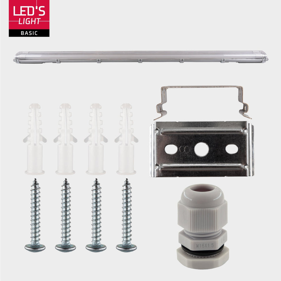 Proventa LED TL 4 double fixtures with 8 tubes 150 cm - Cold white light 6500 K - Waterproof - 4 pieces - LED.nl