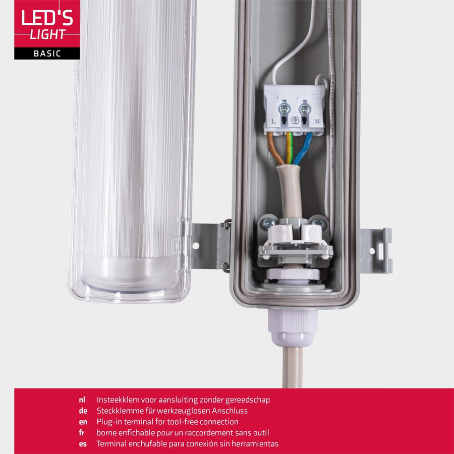 Proventa LED TL fixtures with lamps 120 cm - Cold white light 6500 K - Waterproof - Value pack - 8 pieces - LED.nl