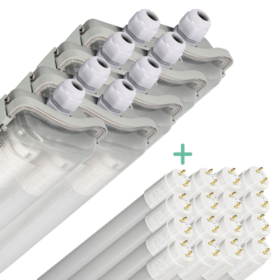 Proventa LED TL double fixtures with 16 lamps 120 cm - Cold white light 6500 K - Value pack - 8 pieces - LED.nl