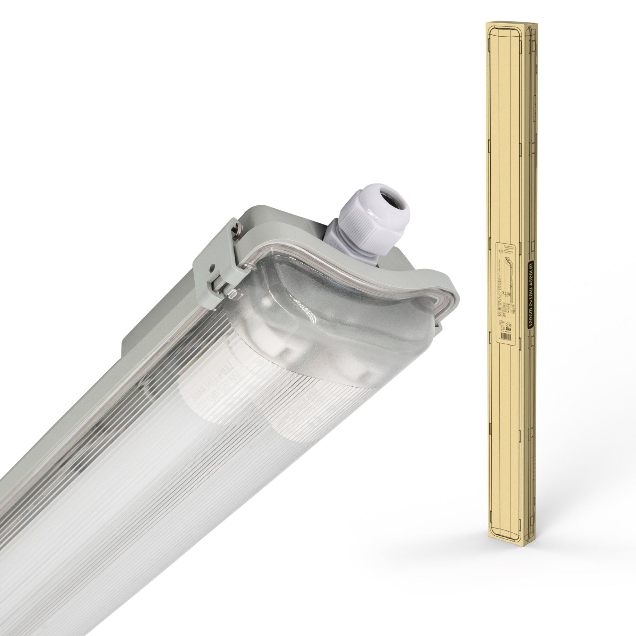 Proventa LED TL dubbel armaturen met 16 lampen 120 cm - Koud wit licht 6500 K - Voordeelverpakking - 8 stuks TL verlichting LED.nl