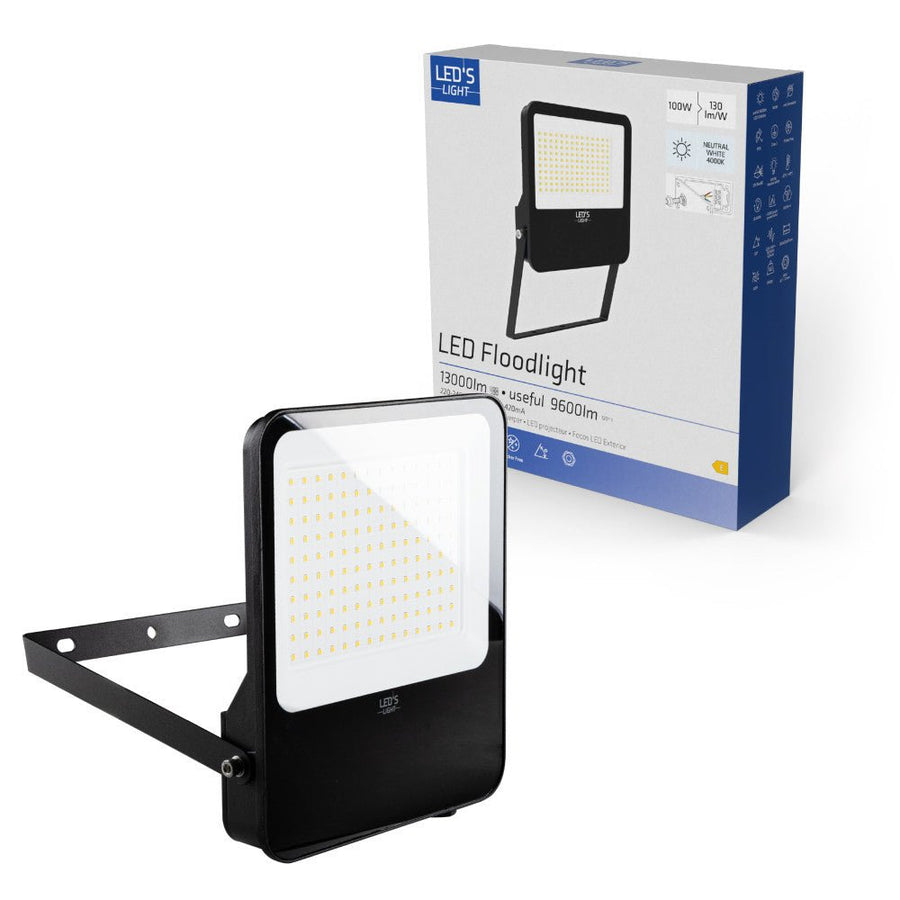 LED-Flutlicht – 100 W, 9600 lm, 4000 K – Schwarz – IP65 - lidstore.shop