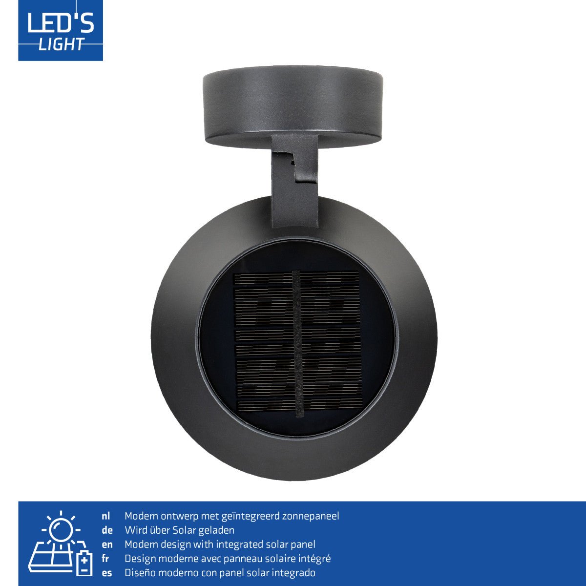 Solar Wandlamp Buitenlamp met Bewegingssensor - 350lm - 4000K - Zwart - IP54 - Sensor LED.nl