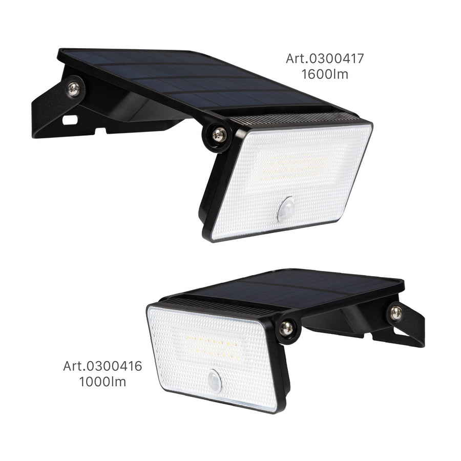 Schlanke Solar-LED-Außenlampe 1600 lm mit Sensor - Bewegungssensor und Nachtsensor - Kabellos - Schwarz - lidstore.shop