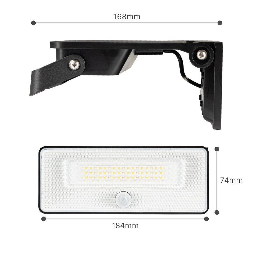 Schlanke Solar-LED-Außenlampe 1600 lm mit Sensor - Bewegungssensor und Nachtsensor - Kabellos - Schwarz - lidstore.shop