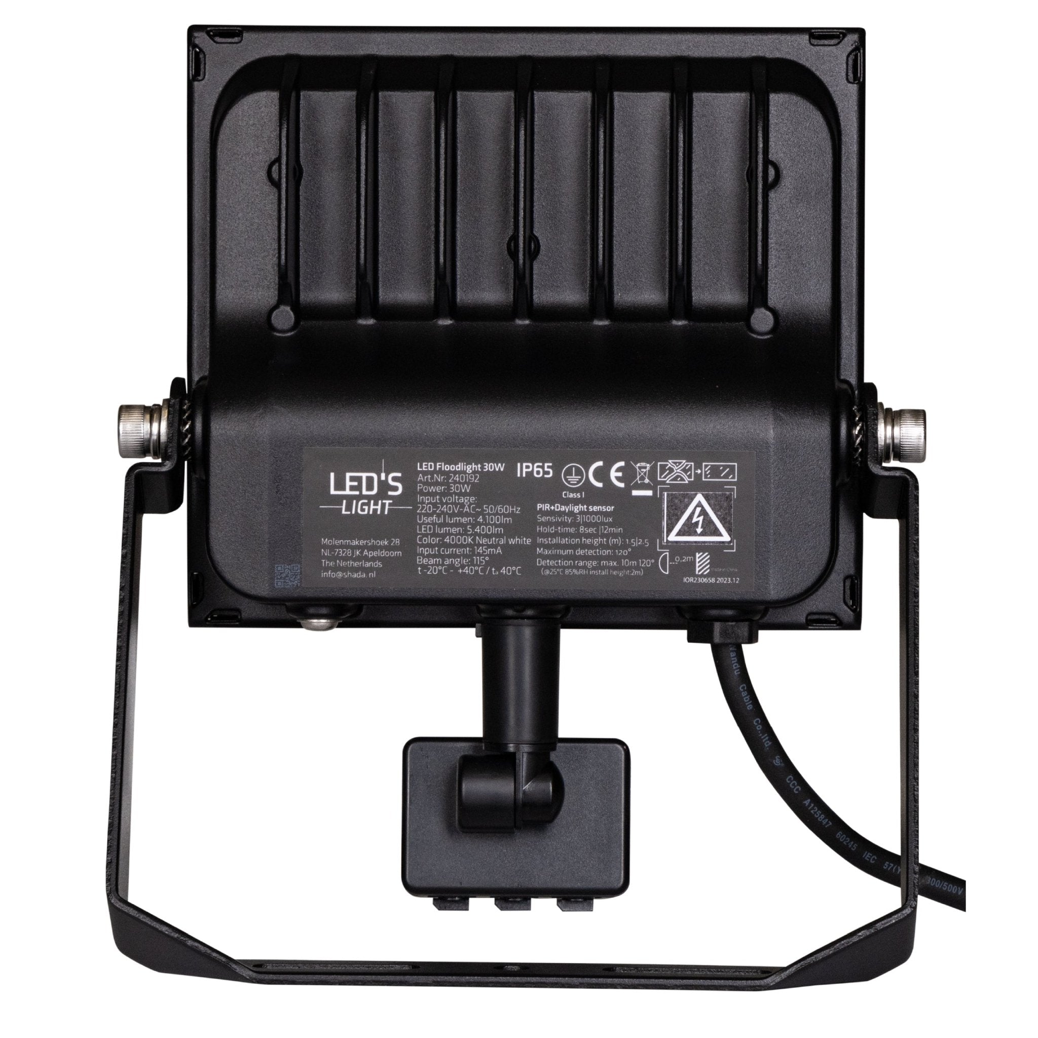 UltraFlood LED Schijnwerper 30W met Bewegingssensor en Daglichtsensor - Kantelbaar - 5400 Lumen - IP65 Schijnwerpers LED.nl