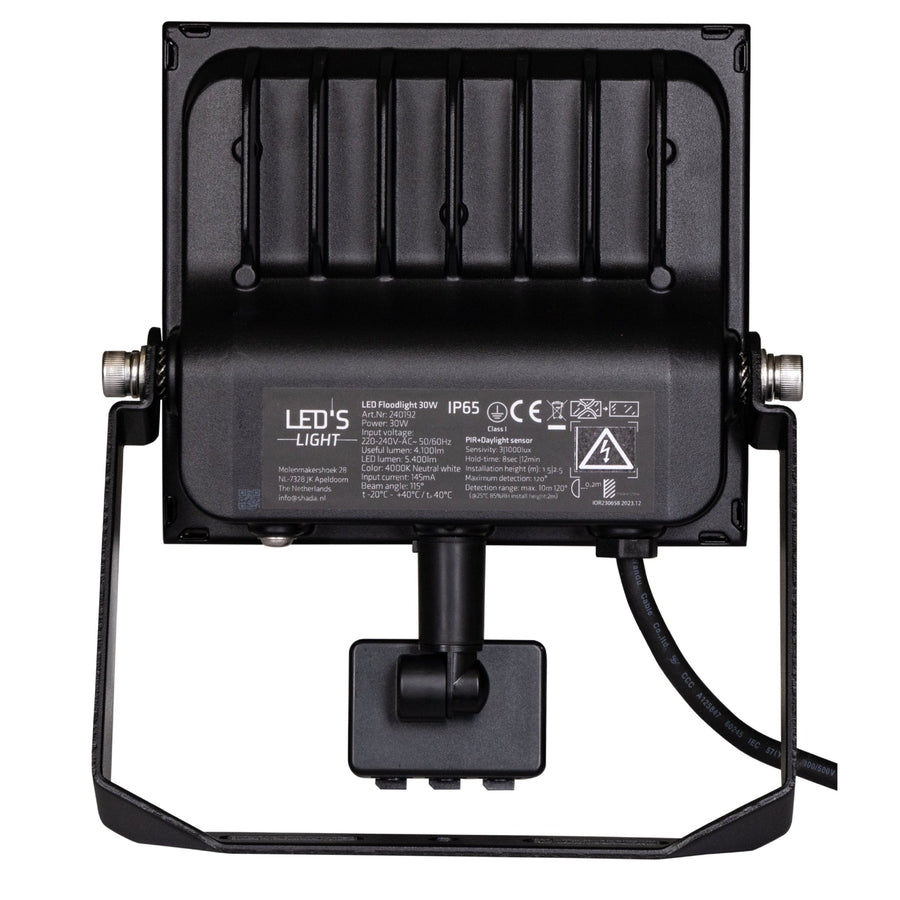 UltraFlood LED Floodlight 30W with Motion Sensor and Daylight Sensor - Tiltable - 4800 Lumen - IP65 - LED.nl