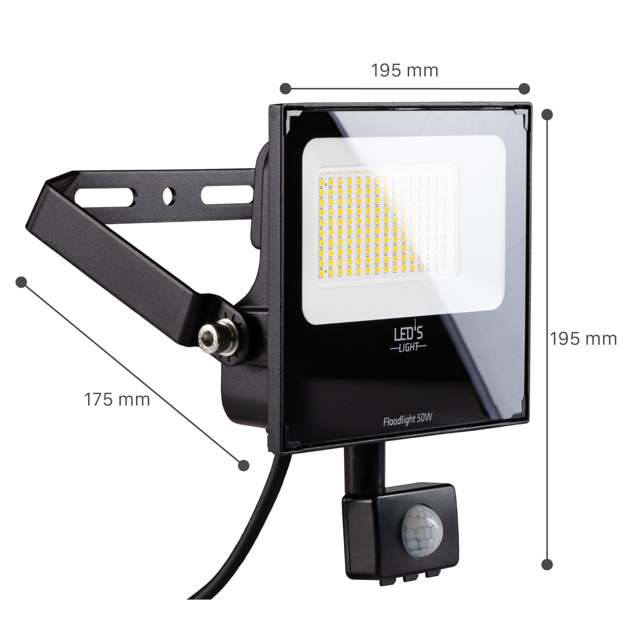 UltraFlood LED Schijnwerper 50W 4000K met Bewegingssensor en Daglichtsensor - Kantelbaar - 8000 Lumen - IP65 Schijnwerpers LED.nl