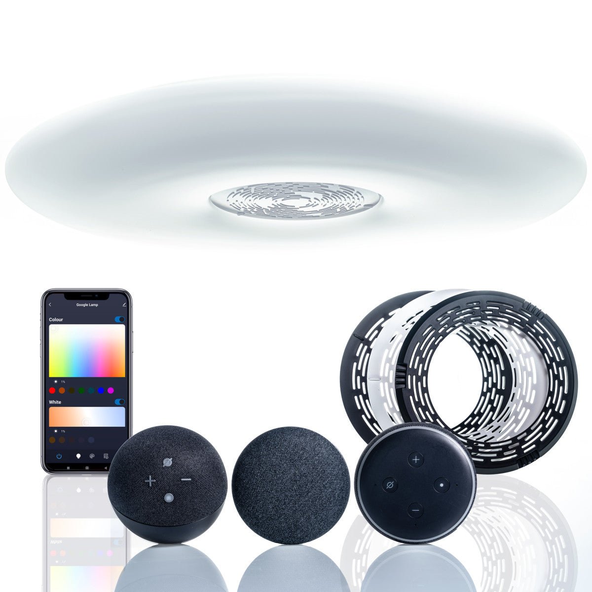 VoiceControl LED Plafondlamp 50 cm met Google Nest & Amazon Echo Dot houder - Bedienbaar met App Slimme lampen LED.nl