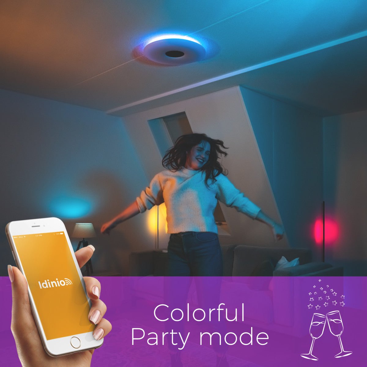 VoiceControl LED Plafondlamp 50 cm met Google Nest & Amazon Echo Dot houder - Bedienbaar met App Slimme lampen LED.nl