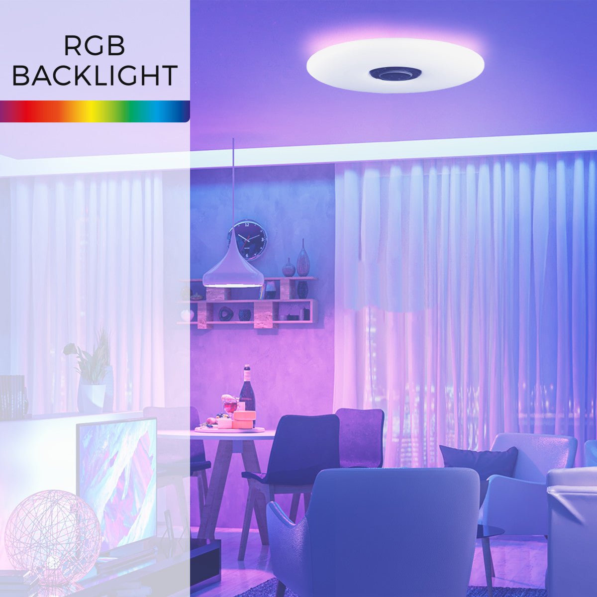 VoiceControl LED Plafondlamp 50 cm met Google Nest & Amazon Echo Dot houder - Bedienbaar met App Slimme lampen LED.nl
