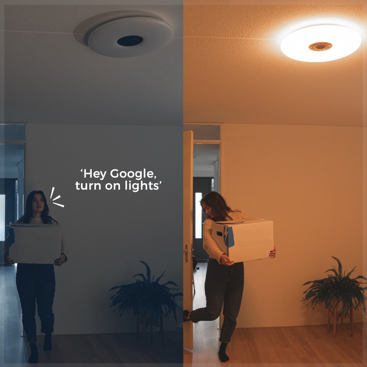VoiceControl LED Plafondlamp 50 cm met Google Nest & Amazon Echo Dot houder - Bedienbaar met App Slimme lampen LED.nl