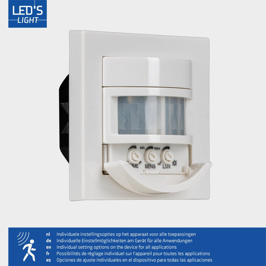 Wandschalter mit Bewegungsmelder - 55 x 55 mm Unterputz - LED-kompatibel - Weiß - lidstore.shop