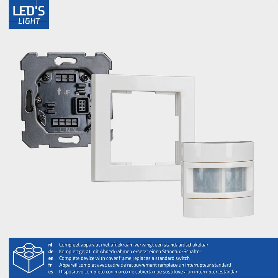 Wandschalter mit Bewegungsmelder - 55 x 55 mm Unterputz - LED-kompatibel - Weiß - lidstore.shop