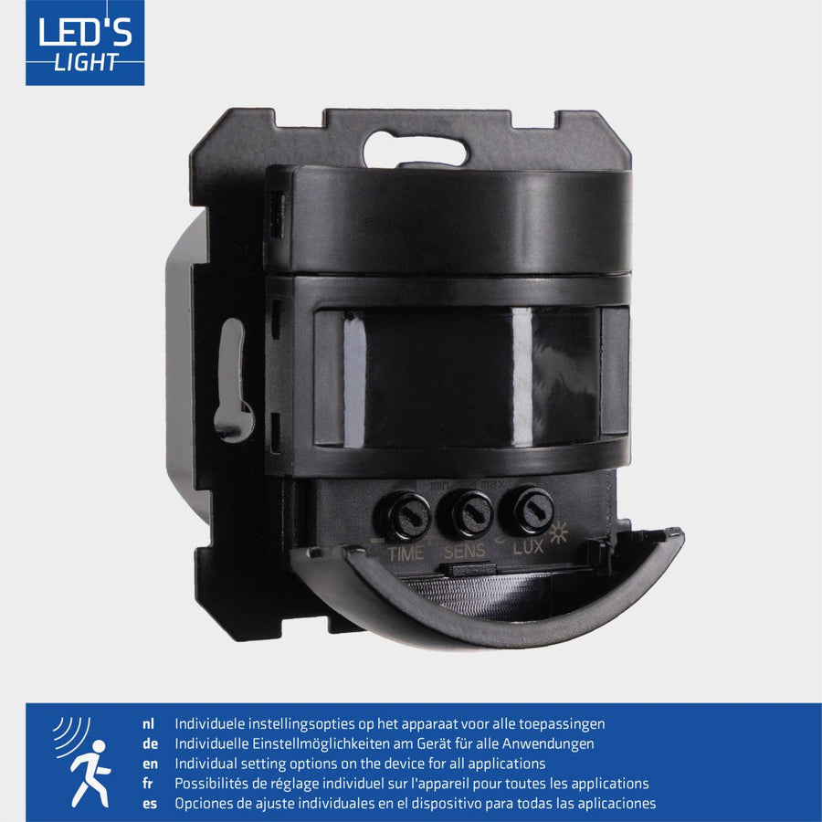 Wandschakelaar met Bewegingssensor - 55 x 55 mm inbouw - Compatibel met LED - Zwart LED.nl