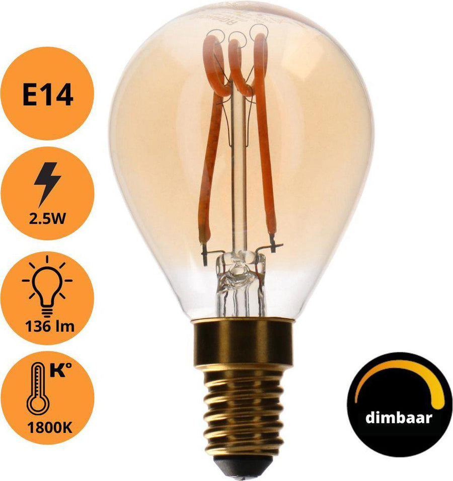 Proventa DECO LED Filament lamp E14 - Model XS globe - Dimmable - _ 45 ​​mm - Extra warm white - LED.nl
