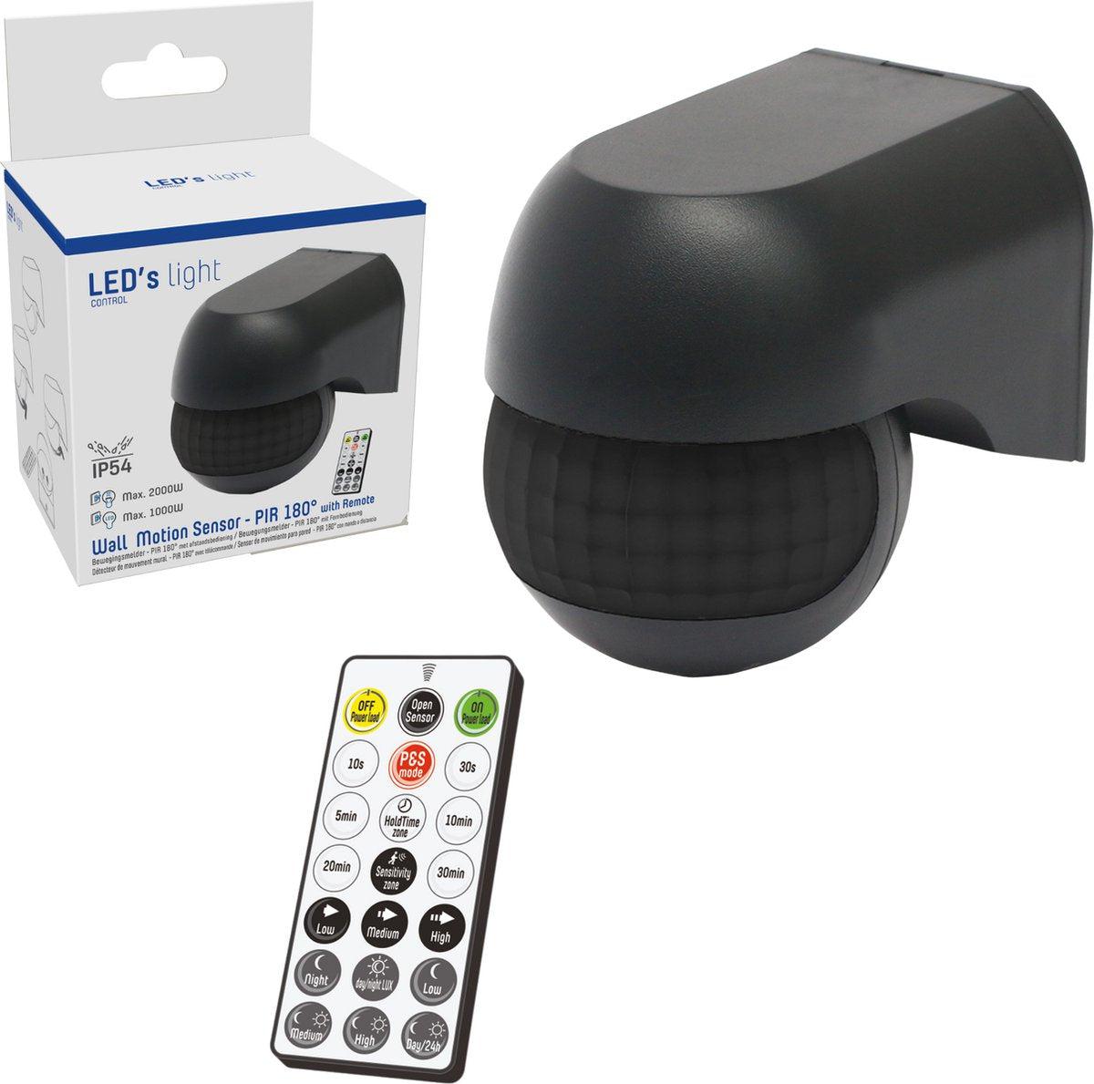 LED's Light 2-in-1 Bewegingsmelder met Afstandsbediening - Detecteert schemer en beweging - Zwart Sensoren LED.nl