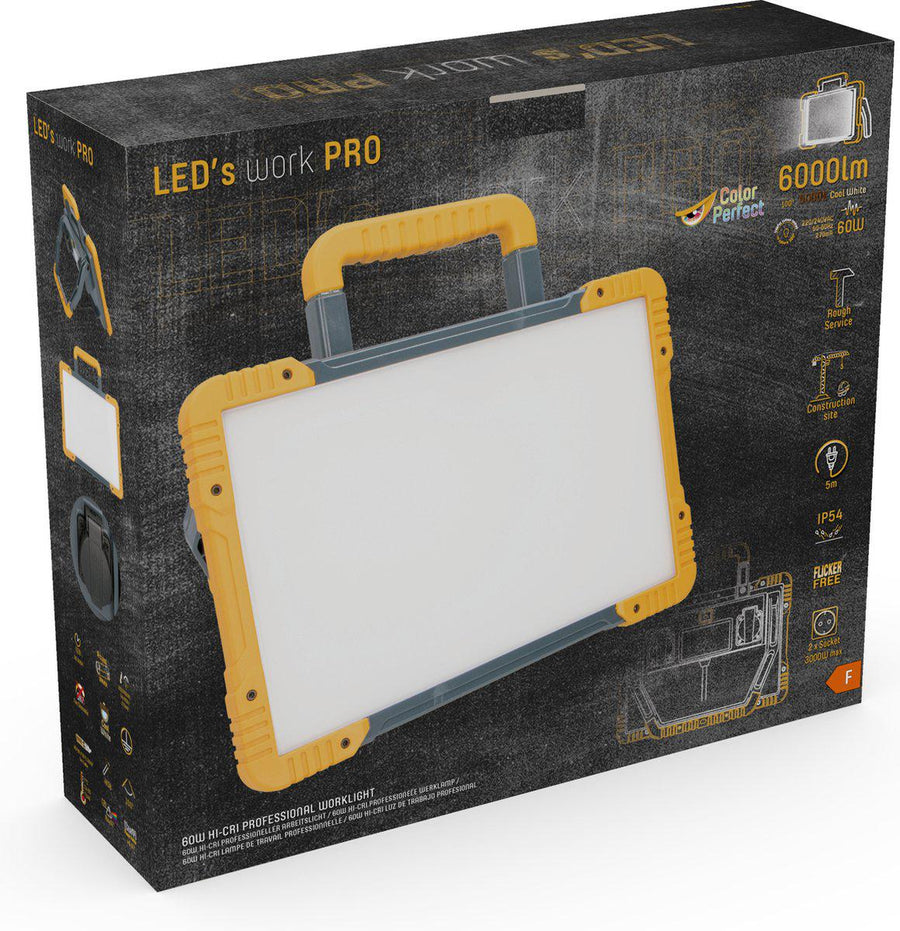LED's Work ColorPro Construction Lamp 6000 - Realistische Farbwiedergabe CRI97 - 5 Meter Kabel - IP54 - 60W - lidstore.shop