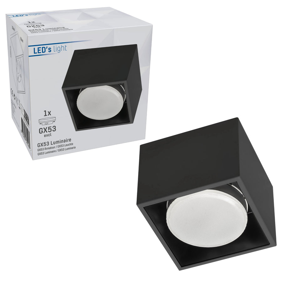 Cube Plafonniere met 1 lichtpunt - Draaibaar licht - Staal - 10 x 8 cm - Zwart Plafondlampen LED.nl
